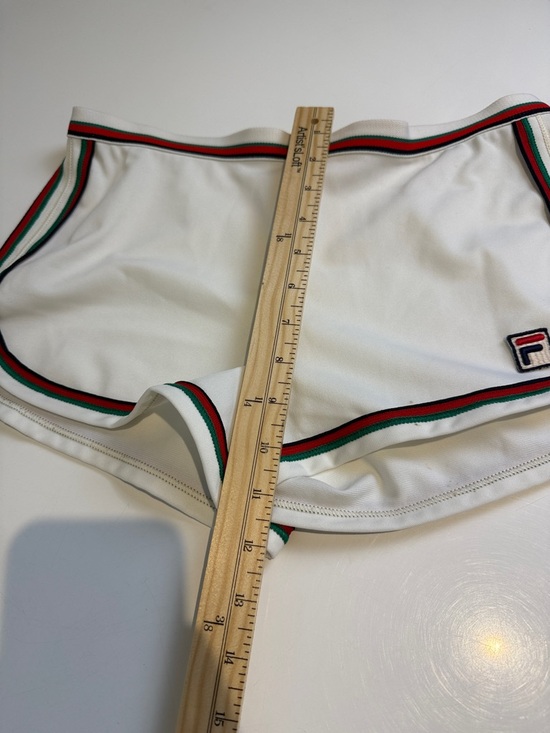 Fila White Athletic Shorts Vintage 70’s/80’s with Green & Red Stripe Trim - Picture 8 of 8